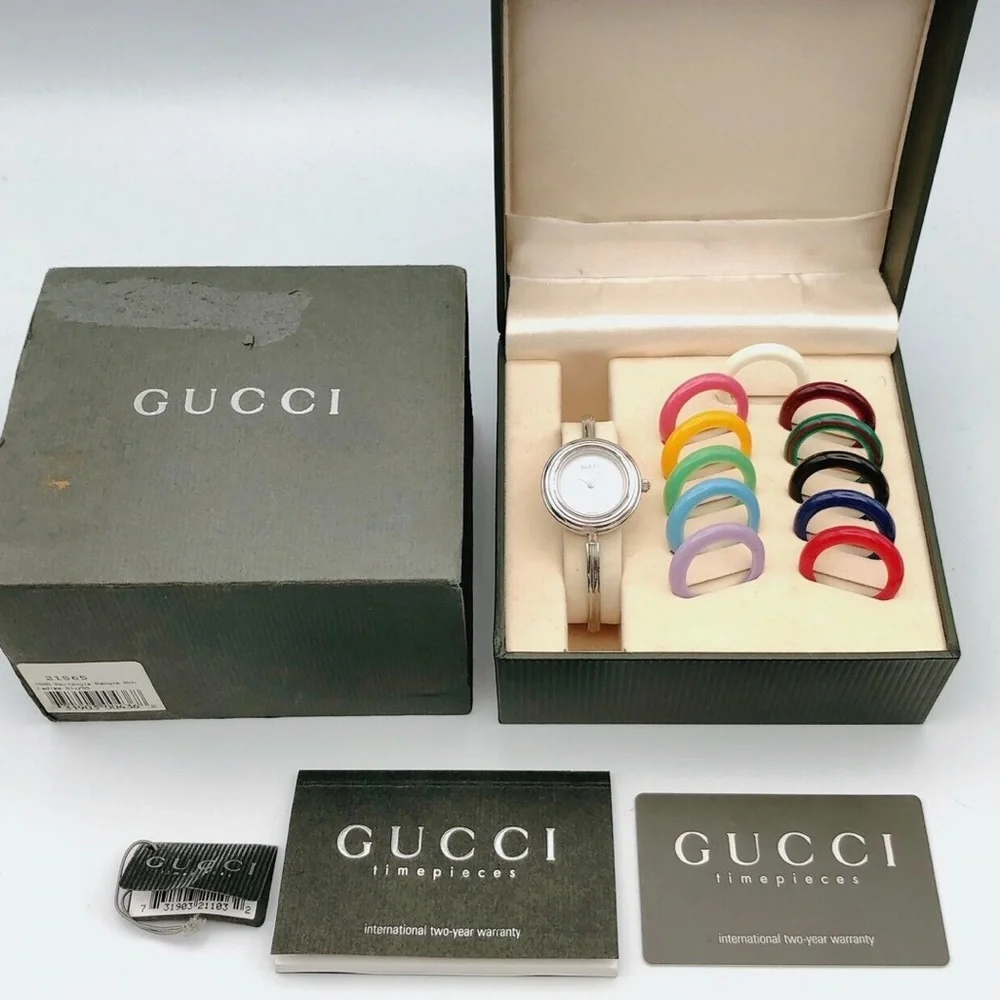 Gucci Silver Bracelet Watch with all bezels shown